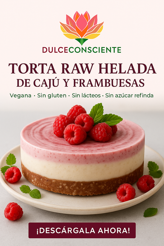 🥥 Torta RAW Helada de Frambuesas y Crema de Cajú (Receta digital)